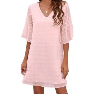 NWT Womens Plus 2XL V-neck Casual Dress Summer Short Sleeve Chiffon Dress